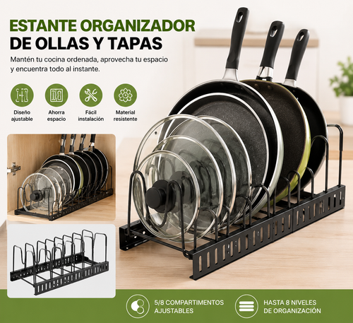 🍳✨ ESTANTE ORGANIZADOR DE OLLAS, SARTENES Y TAPAS